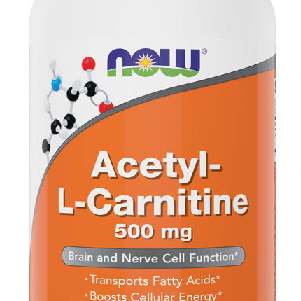 NOW Foods Now Acetyl L Carnitine 500mg, 360 Veg Capsules - Non-GMO ACL 500 mg Caps