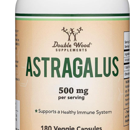 Double Wood Supplements Immune Boosting Astragalus 500mg 180 Capsules - Rich in Flavonoids and Polysaccharides - Non-GMO, Gluten Free, Third Party Tested