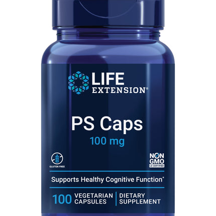 Life Extension PS Caps, phosphatidylserine, for Cognitive Performance, Gluten-Free, Non-GMO, Vegetarian, 100 Capsules