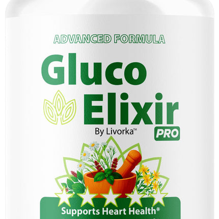 GlucoElixir Pro Capsules - Official GlucoElixir Pro Blood Health Support Advanced Formula Pills - Maximum Strength, Natural Vitamins for Overall Health & Wellness, 60 Capsules for 1 Month