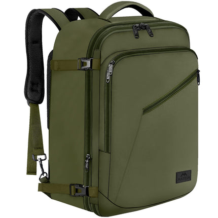 MATEIN Expandable Air Travel Backpack, Light Weight Carry on Backpack with Trolley Sleeve, Water Resistant Daypack for Hiking, Gifts for Men who Like to Travel, Dark Green