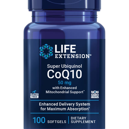 Life Extension Super Ubiquinol CoQ10 with Enhanced Mitochondrial Support, Heart Health Supplement, Maximum Absorption, 50 mg, Non-GMO, Gluten-Free, 100 softgels