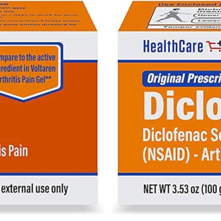 HealthCareAisle Diclofenac Gel,1%,Arthritis Pain Relief - 100 g Tube - Original Prescription Strength (NSAID),(Pack of 2)
