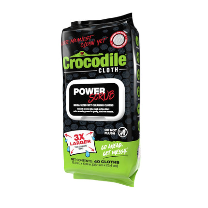 Crocodile Cloth PowerSCRUB Heavy-Duty Hand & Tool Cleaning Wipes, 40 Count