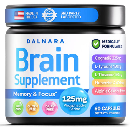 Brain Fog Supplement for Women – Memory & Focus Support for Perimenopause and Menopause – Cognitive Support with Phosphatidylserine, CognatiQ & L-Theanine – Brain Health Capsules – 60 Count