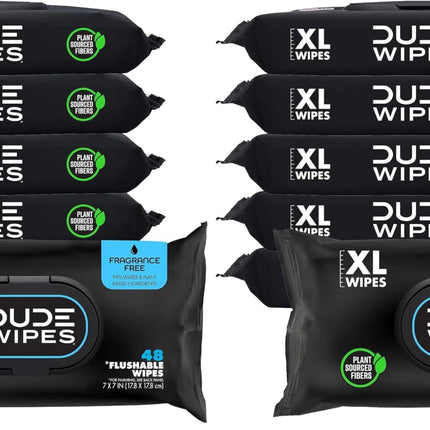 DUDE Wipes - Flushable Wipes - 12 Pack, 288 Wipes - Unscented Extra-Large Adult Wet Wipes - Vitamin-E & Aloe - Septic and Sewer Safe