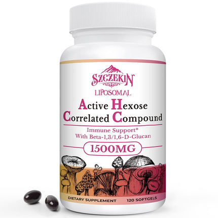 1500mg Liposomal Active Hexose Correlated Supplement,120 Soft Gels Beta-Glucans with Natural Mushroom Extract, Immune System, Liver Function, Maintain T-Cell & Killer Cell Activity
