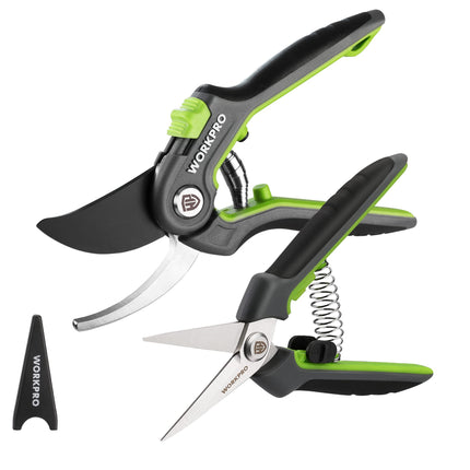 WORKPRO 2-Pack Garden Pruning Shears, 8" Bypass & 6.25" Straight Shears