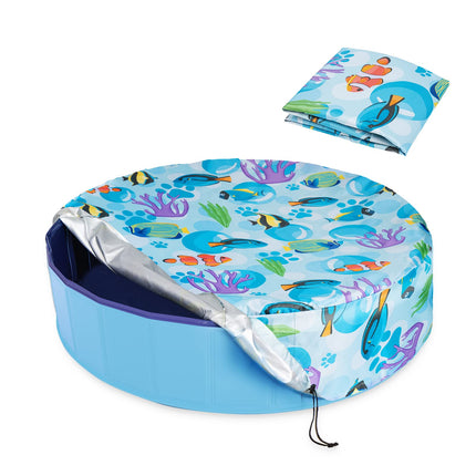 Ladadee Foldable Round Dog Swimming Pool Cover, for 32 "/63“/48” Collapsible Outdoor Tub, PVC Coating Waterproof and UV Protection, Leakproof Washable Kiddie Pet Small Paddling Bath Accessories