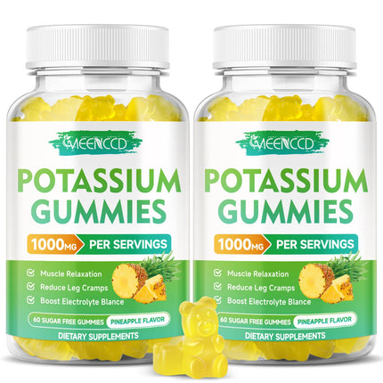 Potassium Citrate Gummies 1000mg, High Potency Potassium Supplement Gummies for Adults Women & Men, Support Muscle Health, Sugar-Free, Pineapple Flavor, 120 Count