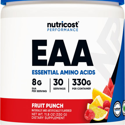 Nutricost EAA Powder 30 Servings (Fruit Punch) - Essential Amino Acids - Non-GMO, Gluten Free, Vegetarian Friendly