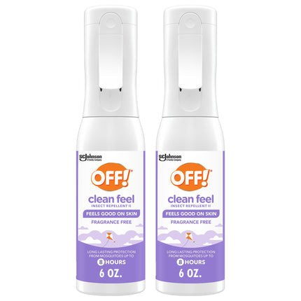 Off! Clean Feel Insect Repellent Misting Spray, Fragrance-Free Picaridin Bug Spray for Lasting DEET-Free Protection from Mosquitoes and Ticks, 6 oz, (Pack of 2)