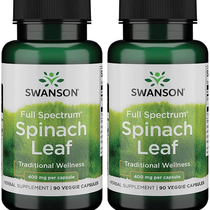 Swanson Full Spectrum Spinach Leaf 400 Milligrams 90 Veg Capsules (2 Pack)