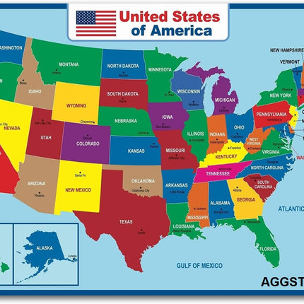 AGGSTROM Jumbo Waterproof United States Map Poster Digitally Printed on Vinyl Flex Used in Home Classroom for Kids or Adults, 36 x 24 Inch
