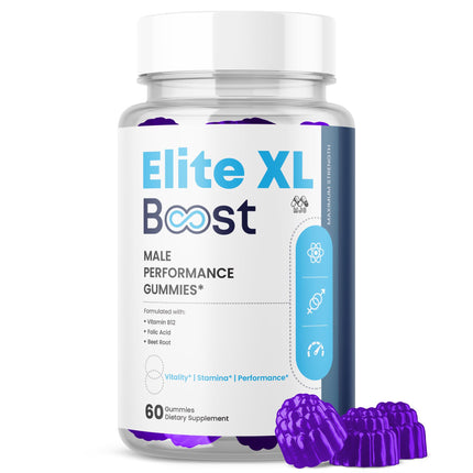 Elite XL Boost Gummies for Men, EliteXL Boost Male Performance Gummys with Natural Ingredients, Advanced Elite XLBoost Men's Performance Support Formula Chewable Multivitamin Supplement (60 Gummies)