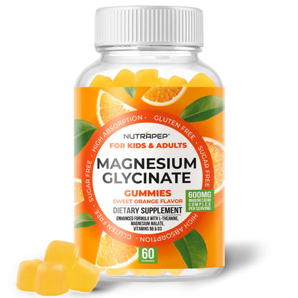 NutraPep Magnesium Glycinate Gummies for Kids & Adults Women & Men - Sugar Free Gluten Free Non-GMO Vegan Chewable Supplement