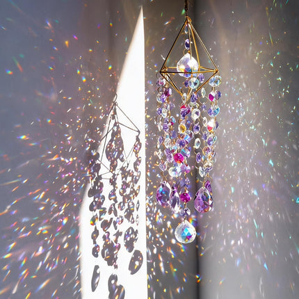 21.5'' Crystal Prisms Suncatcher for Window Hanging,Purple