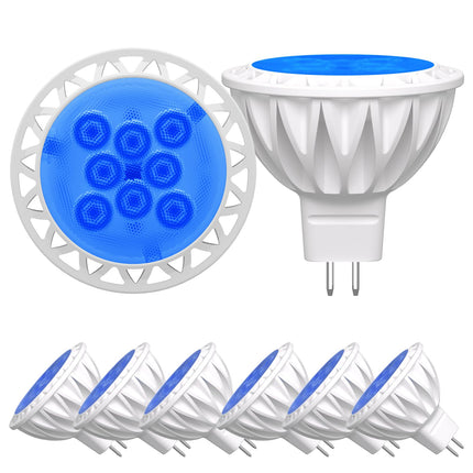 GOHDLAMP 6-Pack MR16 Blue LED Bulbs-Aquatic 5W 50W Halogen GU5.3 12V 38° Spot for Water Features, Moonlight, Parties & Indoor Ambiance