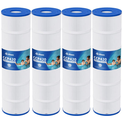 Hiioors CCP420 Pool Filter Cartridges 4 Pack, Compatible with Pentair Clean & Clear Plus 420, Replaces Pentair R173576, Pleatco PCC105-PAK4, 420 sq.ft, Heavy Duty 5 oz+ Trilobal Fabric