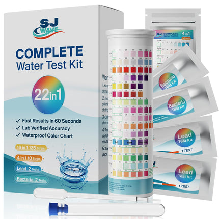 SJ WAVE 22 in 1 Water Test Kits - 10 Strips Drinking Water Test Kit, Home Tap and Well Water Tester