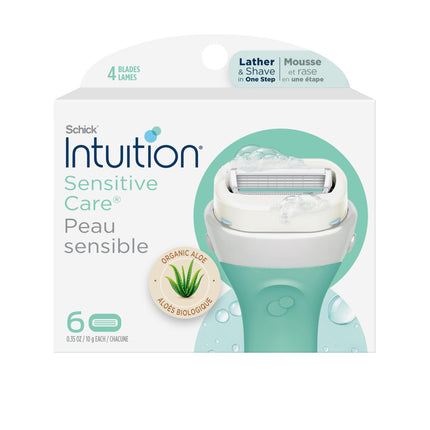 Schick Intuition Sensitive 4-Blade Womens Razor Refills, 6 ct