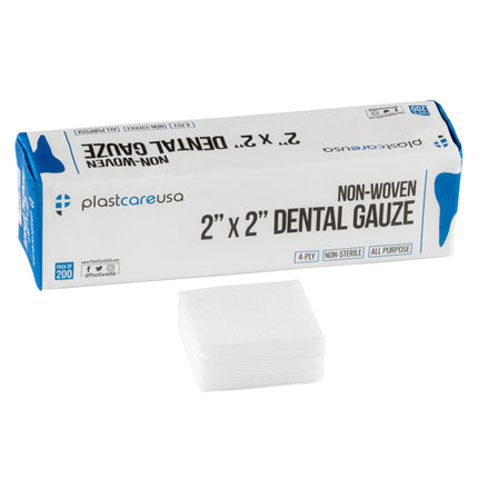 200 Gauze Pads 2x2 - Soft 4-Ply Non Woven Gauze Sponges - Non Sterile Dental Gauze & Esthetic Wipes - All Purpose Medical Gauze Squares for First Aid, Surgical, Wound Dressing