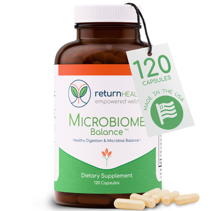 Microbiome Balance – Gut Health Supplement for Women and Men with Monolaurin & Caprylic Acid – Supports Digestive Wellness & Healthy Gut Environment – 120 Capsules