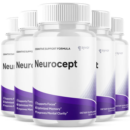 (5 Pack) Neurocept Capsules, Official Neurocept Brain Supplement Pills with All Natural Ingredients, Advanced Formula Support Pills with Max Strength Premium Vitamins for Women & Men (300 Capsules)
