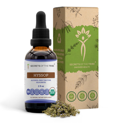 Hyssop USDA Organic | Alcohol-Free Extract, High-Potency Herbal Drops | Made from 100% Certified Organic Hyssop (Hyssopus officinalis) Dried Herb (2 oz)