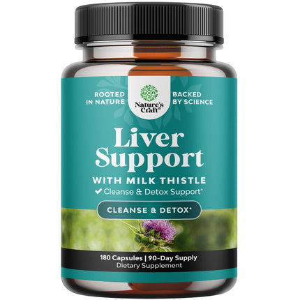 Natures Craft Liver Cleanse Detox & Repair 180 Capsules - Herbal Liver Support Milk Thistle Supplement - Silymarin Milk Thistle Supplements with Dandelion Root, Choline, Beetroot & Artichoke Extract