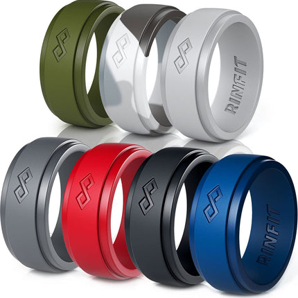 Rinfit Silicone Wedding Band for Men, Infinity - Pack C, Size 10