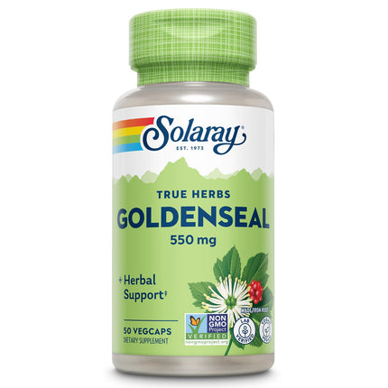 SOLARAY Goldenseal Root Capsules - 550 mg, Golden Seal Herbal Supplements for Wellness Support, Vegan, No Gluten, for Adults - 50 Count VegCaps
