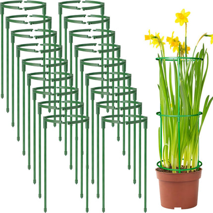 36Packs Plant Support Stake Half Round Plant Support for Indoor Plants, Stackable 3 Tier Garden Flower Support, Plant Rings for Tomato,Monstera, Peony, Hydrangea, Climbing Plants