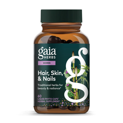 Gaia Herbs Hair, Skin & Nails - Supplement to Support Healthy Skin, Hair & Nail Health* - Astaxanthin, Horsetail, Gotu Kola & Burdock - 60 Vegan Liquid Phyto-Capsules (30 Servings)