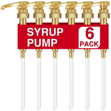 VOISEN Coffee Syrup Pump, 6 Pack Gold Syrup Pump