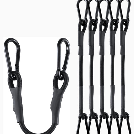 8 Inch Short Small Carabiner Bungee Cord with 190 Lbs Max Break Strength, 8 Pcs Black Mini UV Resistant Bungee Straps with Upgraded Carabiner Hooks, Great for Cargo, Bike, Kayak Boat, Luggage, etc
