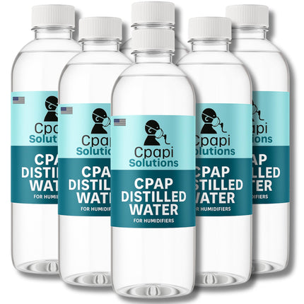 CPAPi Solutions Distilled Water for CPAP – 6-Pack Travel Ready Bottles (20 oz) – Up to 12-Day Supply – Steam Purified & Filtered – Made in USA – Compatible with All CPAP Machines & Humidifiers