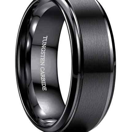 Jstyle 8MM Tungsten Wedding Band Ring for Men Black Rings Size 9.5