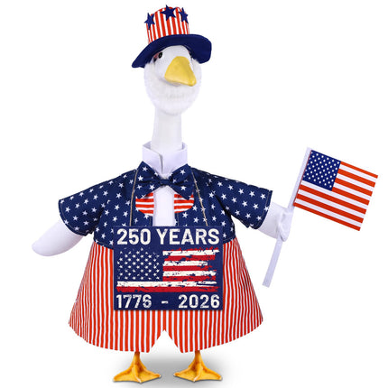 Celltestria 4th of July Goose Outfits for 23" Geese 250th Anniversary Sign Flag Goose Clothes Patriotic Porch Goose Costume for USA Independence Memorial Day Outdoor Patio Yard Lawn Garden Decoration