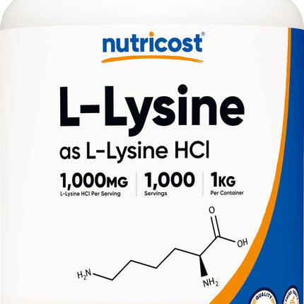 Nutricost L-Lysine Powder 1KG (2.2lbs) - Pure L-Lysine, Non-GMO, Gluten Free