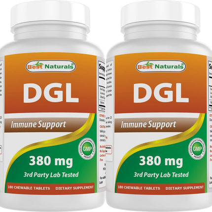 Best Naturals DGL Chewable 380 mg 180 Tablets (180 Count (Pack of 2))