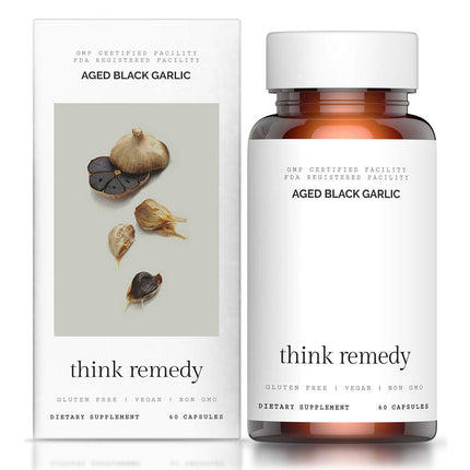 Think Remedy Aged Black Garlic Capsules - Garlic Pills - Less Odor - 60 Capsules - Allium Sativum Supplement - More Effective Than Allicin