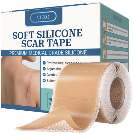 VLXO Silicone Scar Tape Roll (60" x 1.6") for Surgical & C-Section Scars