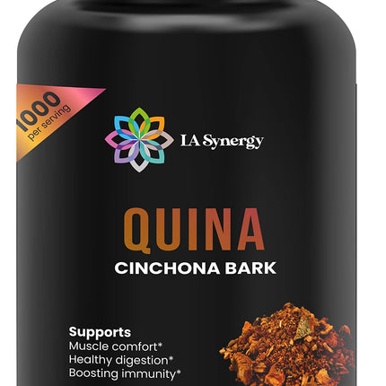 Quinine Quina Capsules 500mg, Cinchona Red Bark Natural Herbal Supplement, Leg Cramp Relief Tablets, Cramp Muscle Defense and Overall Digestive Health, 100 Pills