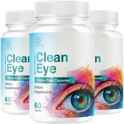 (3 Pack) Clean Eye Capsules - Official CleanEye Pills Advanced Premium Formula Support Maximum Strength, All Natural Ingredients Vitamins for Overall Health & Wellness, 180 Capsules for 3 Months