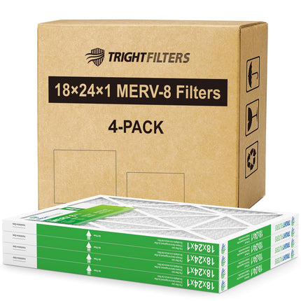 TRIGHTFILTERS 18x24x1 Air Filter 4 Pack, MERV 8 Pleated Dust Defense Air Filters Replacement for Air Conditioner & Furnace, Durable & Lightweight
