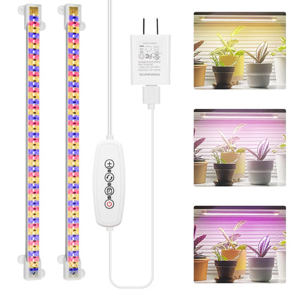 Mosthink Grow Lights for Indoor Plants Full Spectrum, Grow Light Strips with Auto Timer 3/6/12 H, Plant Lights with Red Blue White LEDs, 3 Lighting Modes,5 Dimmable Levels, 2 Packs,Updated Controller