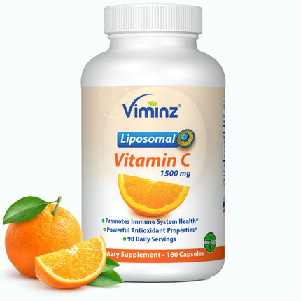 Viminz Liposomal Vitamin C 1500mg – 180 Capsules – Made in USA – High Absorption Immune & Collagen Support – Bioavailable Antioxidant Formula – Non-GMO, Gluten Free & Soy Free