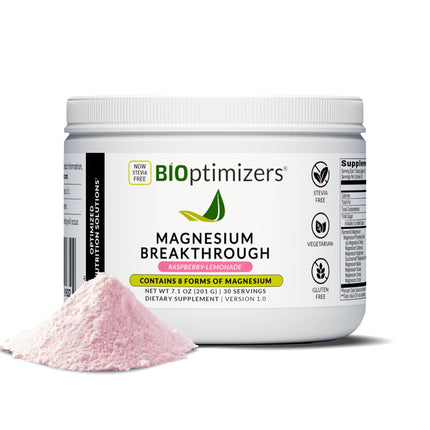 BIOptimizers Magnesium Breakthrough Drink - 8 Forms of Magnesium, Electrolytes, Sleep Health, Stress, Muscle Recovery, Heart Support | Glycinate, Citrate, Malate- Raspberry Lemon