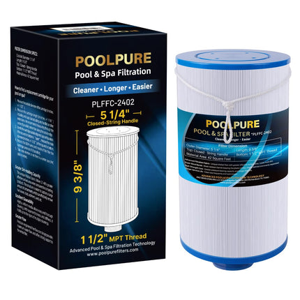 POOLPURE Spa Filter Replaces Watkins 303279, PFF42TC-P4, 5CH-37, 78460, FC-2402, Lifesmart, Freeflow, AquaTerra, Hydromaster, Grandmaster, Simplicity, Bermuda Hot Tub Filters 1PACK